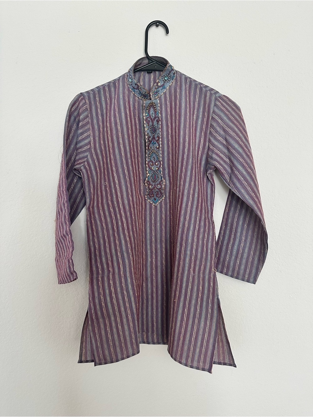 Boys embroidered striped kurta for traditional ethnic diwali navratri festivewea